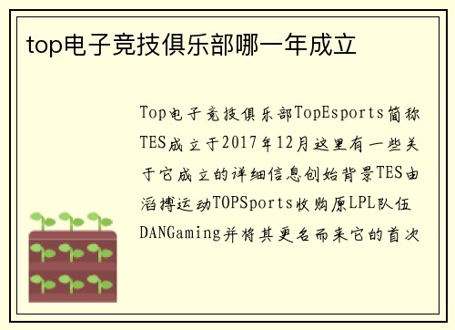 top电子竞技俱乐部哪一年成立
